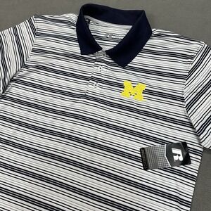 Russell Athletic Michigan University‎ Wolverines Striped Polo Mens L Performance